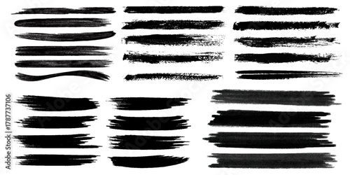 Beautiful Brushes vector collection. Grunge Elements - Brush strokes, ink paint brushes, grunge lines. Rectangle text box for social media and network. vector