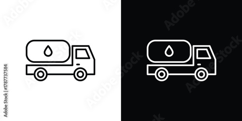 Fuel truck icon - stroke design. pixel perfect editable line icons