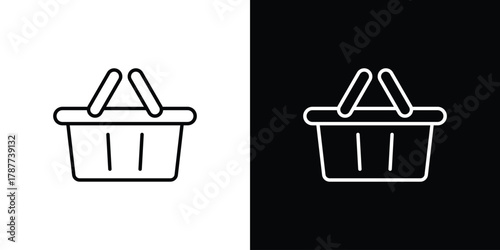 Grocery basket icon - stroke design. pixel perfect editable line icons