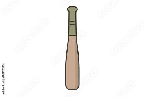 Simple wooden baseball bat icon featuring detailed grip