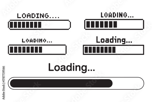 Collection of Black and White Loading Bars