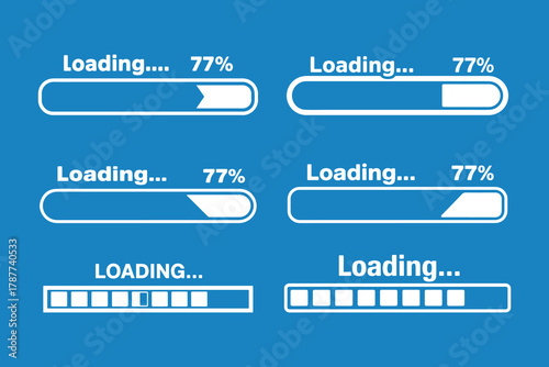 Loading Bars and Progress Indicators Set. Vector Illustration
