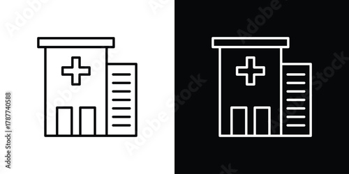 Hospital icon - stroke design. pixel perfect editable line icons