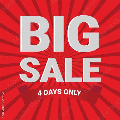 Big Sale Promotion Banner with Red Background and Discount Offer for Marketing and Advertisement Design