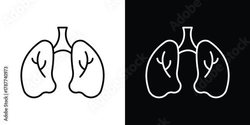 Human lungs icon - stroke design. pixel perfect editable line icons