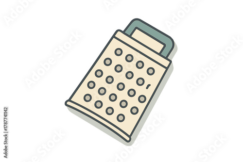 Simple kitchen cheese grater tool icon with handle