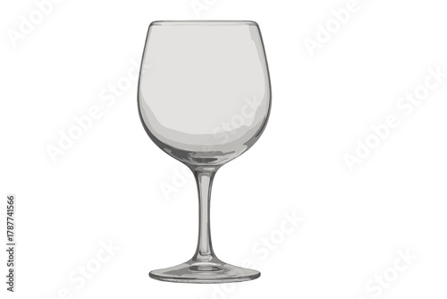Empty clear wine glass with long stem isolated on white background