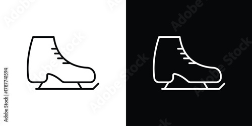 Ice skating icon - stroke design. pixel perfect editable line icons