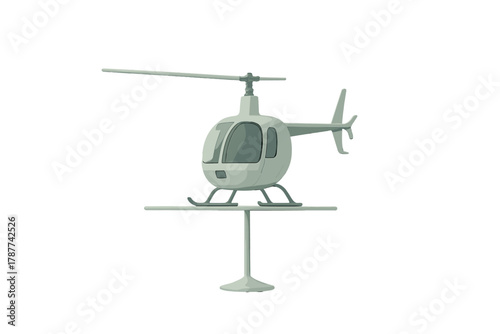 Small helicopter landing gear resting on a narrow horizontal surface
