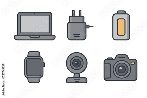 Modern electronic gadgets and accessories icons collection