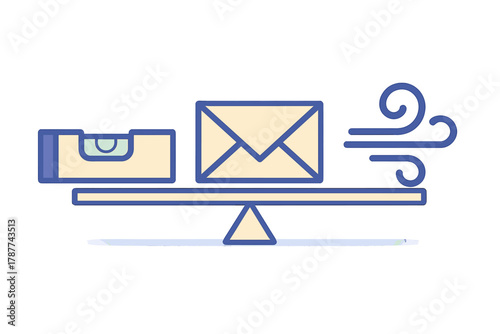 Balance scale comparing level tool email and wind force concept