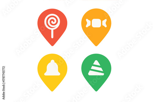 Free Download Collection of bright map pointer icons with candy and notification symbols - GFXLoad