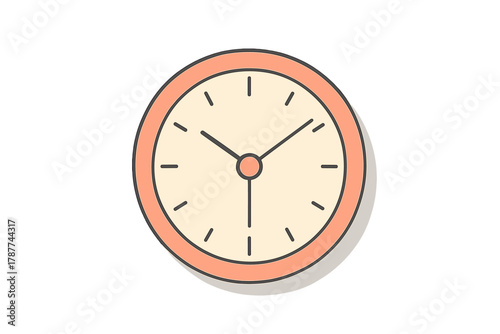 Minimal analog wall clock face with peach frame and simple hour markings