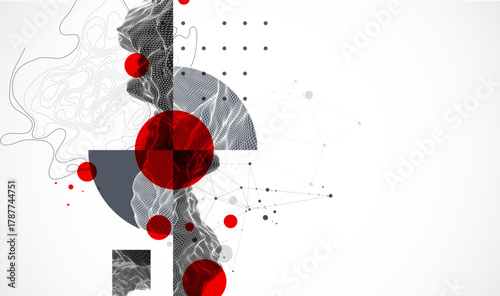 Abstract composition with wireframe art elements. Vector