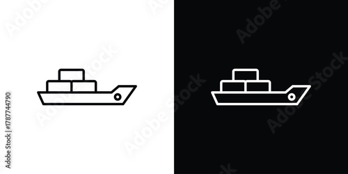 Logistic ship icon - stroke design. pixel perfect editable line icons