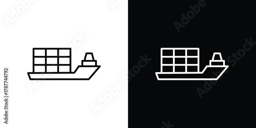 Logistic Ship icon - stroke design. pixel perfect editable line icons