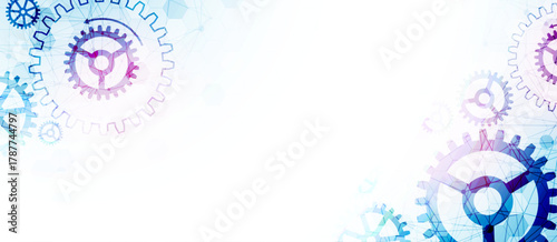 Abstract technological background  with cogwheels and plexus effect. Vector
