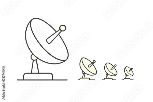 Satellite dish antenna icons in decreasing progression