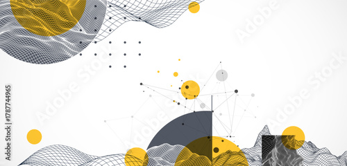 Modern science and technology background. Abstract wireframe art. Vector.