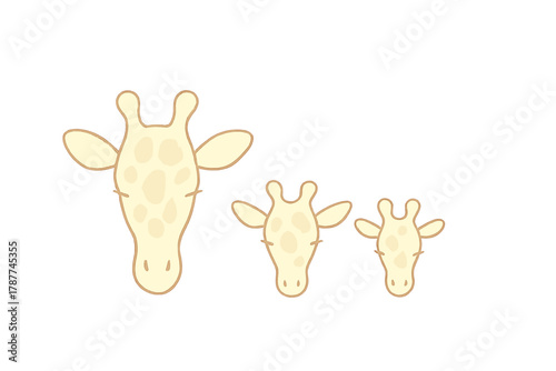 Three stylized giraffe heads arranged in descending order