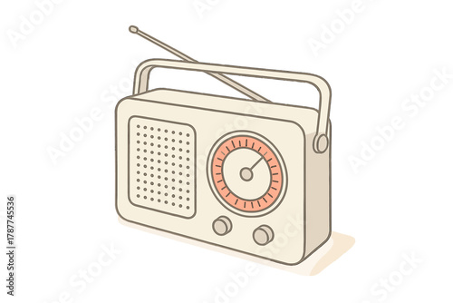 Retro portable radio receiver with tuning dial and antenna