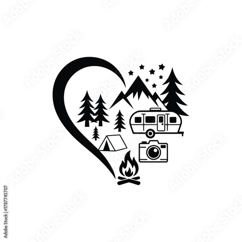 Camping adventure love with outdoor travel, nature, and exploration