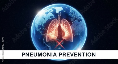 Pneumonia prevention glowing earth lungs concept