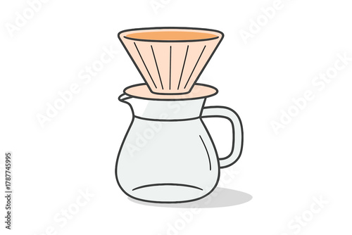 Manual pour over coffee maker with glass carafe and filter cone