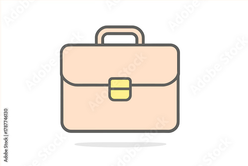 Simple business briefcase icon with soft color palette and dark outline