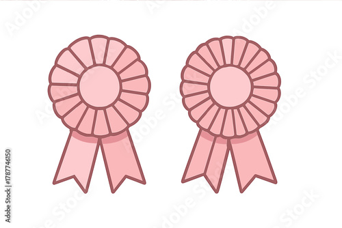 Pink rosette ribbon awards with hanging streamers for recognition