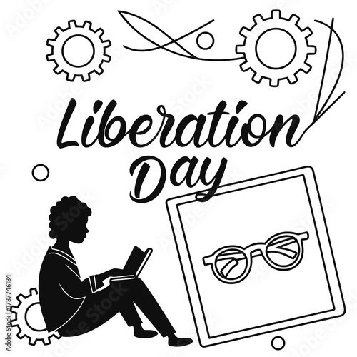 BIFOCALS AT THE MONITOR LIBERATION DAY vector illustration isolated on white background