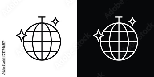 Mirror ball icon - stroke design. pixel perfect editable line icons