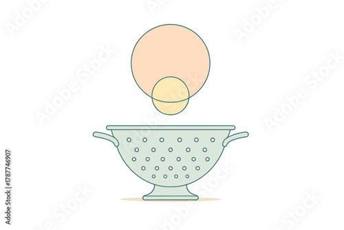 Minimalist kitchen colander draining abstract shapes
