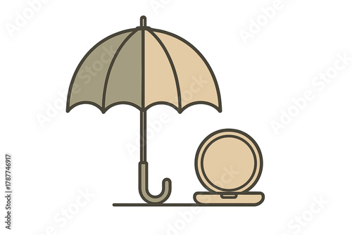 Umbrella protecting compact powder makeup item from sun or elements