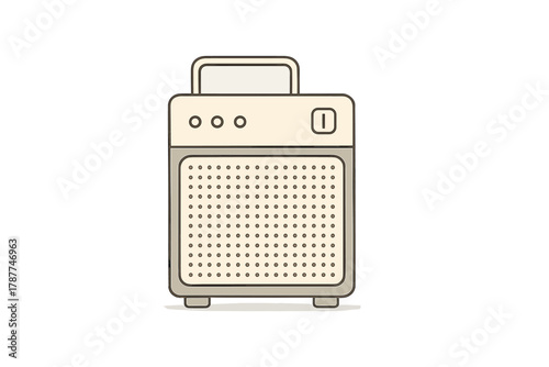 Retro portable audio speaker with handle and control knobs