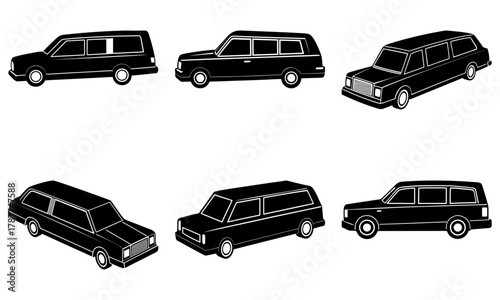 Classic hearse collection, a somber vehicle of respect, offering a vintage touch for funeral services, memorial designs, and commemorative projects