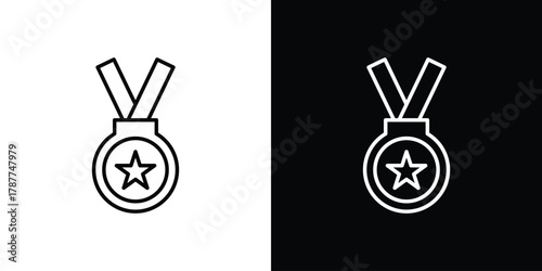 Number one medal icon - stroke design. pixel perfect editable line icons