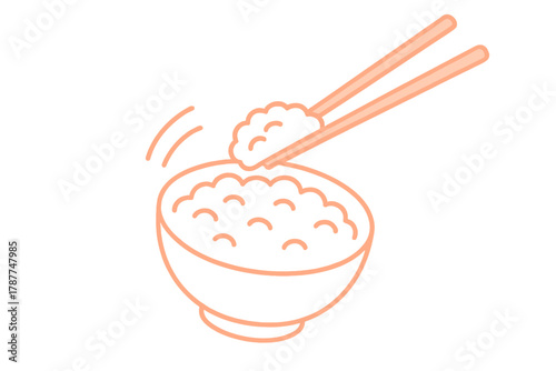 Outline icon of chopsticks picking up rice from a bowl