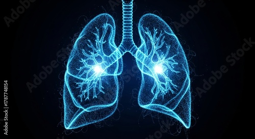 Glowing blue lungs medical illustration