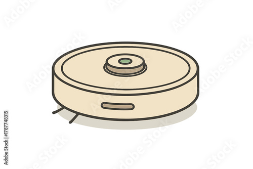 Isometric view of autonomous robotic vacuum cleaner device with sensor