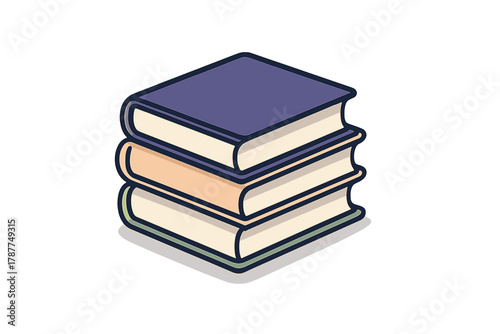 Stack of three hardcover books in isometric perspective