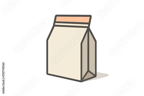 Blank beverage carton icon with peach colored top detail
