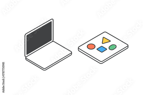 Isometric laptop computer and geometric shape controller device
