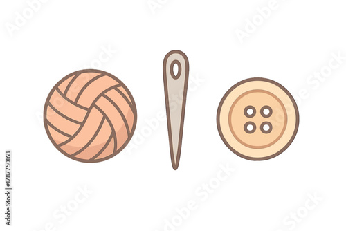 Ball of yarn needle and sewing button set for crafting
