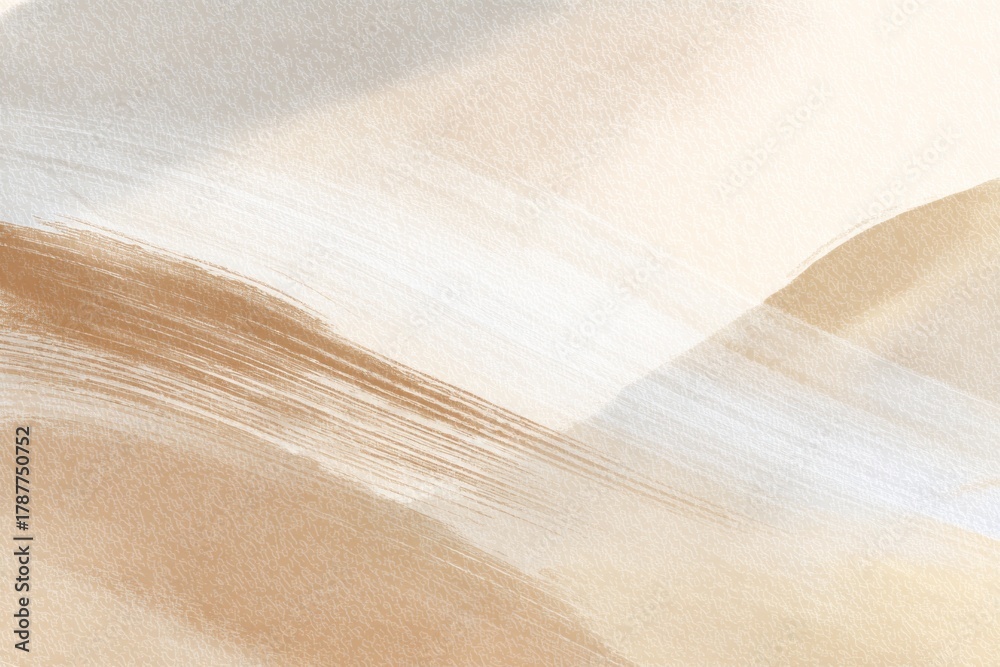 Obraz premium watercolor abstract composition with soft beige and cream brush strokes, minimal calm aesthetic