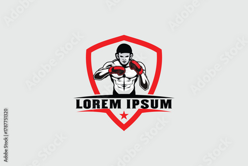Boxing athlete vector image badge logo sport template