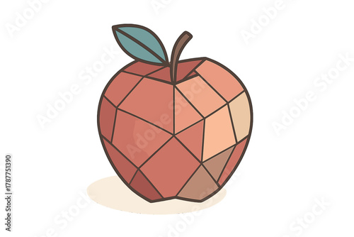 Red geometric faceted object with leaf and stem detail