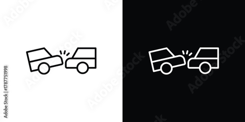 Rear end collision icon - stroke design. pixel perfect editable line icons