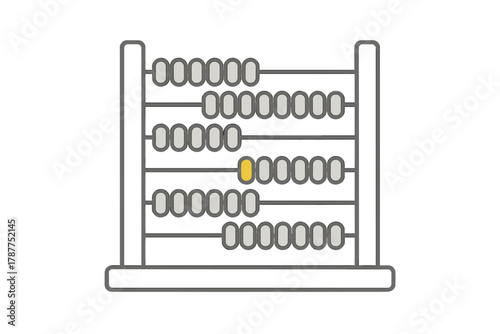 Abacus counting tool with one highlighted yellow bead on frame