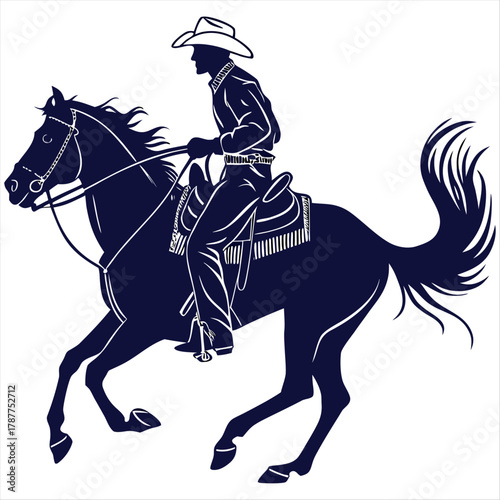 Cowboy riding horse silhouette vector art western rodeo illustration